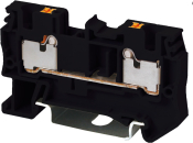 DINKLE DIN RAIL TERMINAL BLACK 1.5MM PUSH IN SPRING CLAMP
