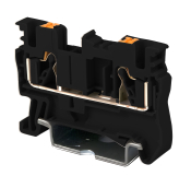 DINKLE DIN RAIL TERMINAL BLACK 2.5MM PUSH IN SPRING CLAMP