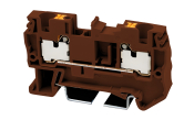 DINKLE DIN RAIL TERMINAL BROWN 4MM PUSH IN SPRING CLAMP