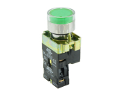SCL 22mm ILLUMINATED P/BUTTON LED GREEN + 1NO CONTACT 230VAC