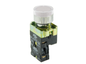 SCL 22mm ILLUMINATED P/BUTTON LED CLEAR + 1NO CONTACT 230VAC