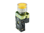 SCL 22mm ILLUMINATED P/BUTTON LED YELLOW + 1 NO 110/230VAC