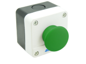 SCL P/BUTTON STATION MUSHROOM HEAD GREEN WITH 1NO CONTACT