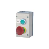 CONTROL STATION GRN + E.STOP GREY ENCLOSURE 1NO + 1NC
