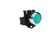 22mm PUSHBUTTON GREEN WITH METAL COLLAR + 1 N/O CONTACT